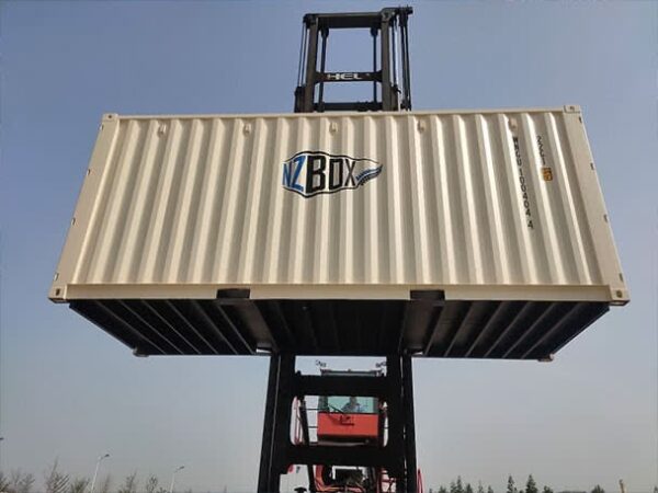 20ft shipping container on a forklift truck