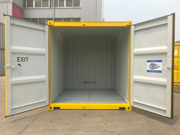 10ft dangerous goods shipping container doors open
