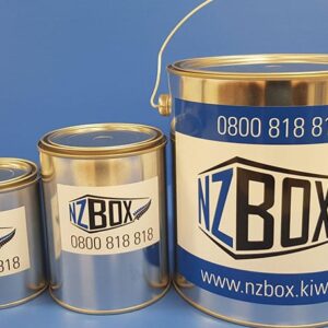 3 cans of external shipping container paint side by side