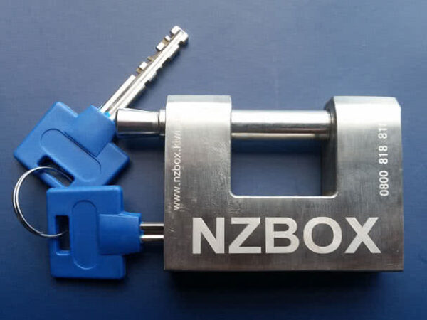 NZBOX shipping container padlock close up