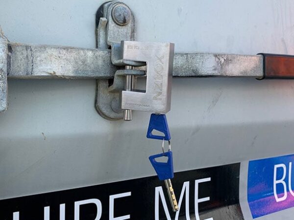 NZBOX shipping container padlock on container