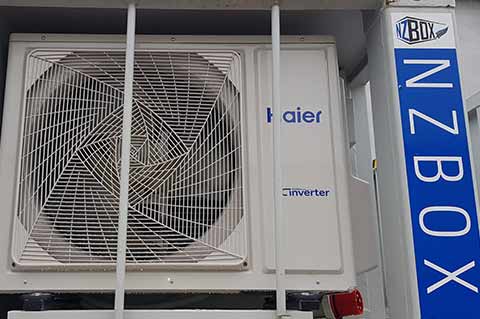 Cavity heat pump for shipping container