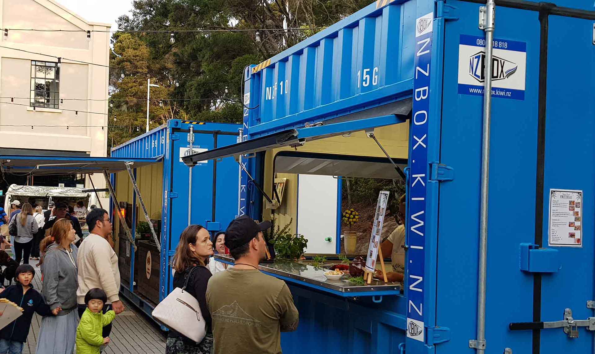 A hospitality shipping container pop up restaurant
