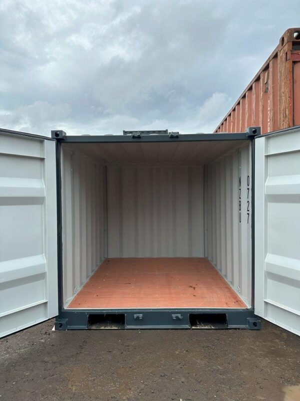 7ft Grey Shipping Container Doors Open