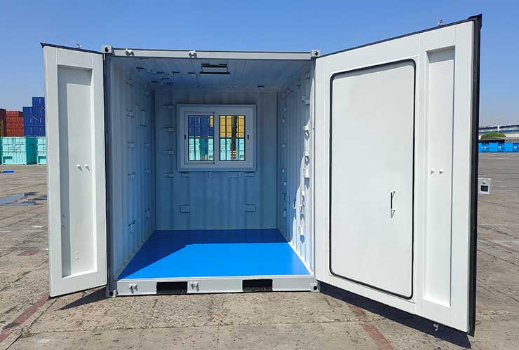 9ft Office Shipping Container Grey Doors Open