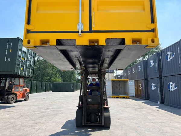 9ft Dangerous Good Shipping Container on a forklift truck